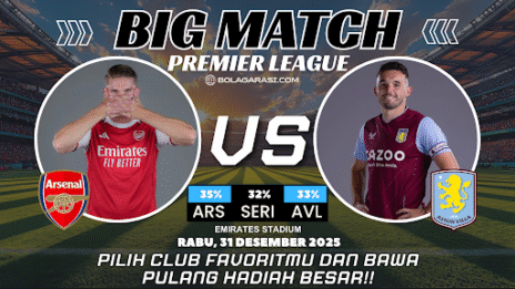 GARASISLOT Prediksi bola Arsenal vs Aston Villa